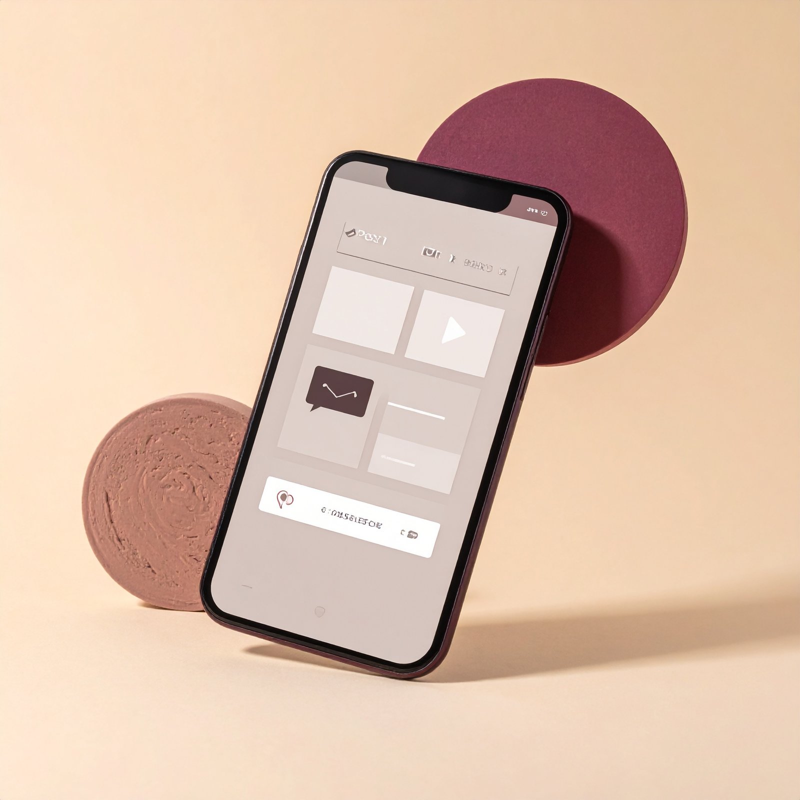 Firefly Composition stylisée d’un smartphone avec interface de réseau social simplifiée (post, story (3)
