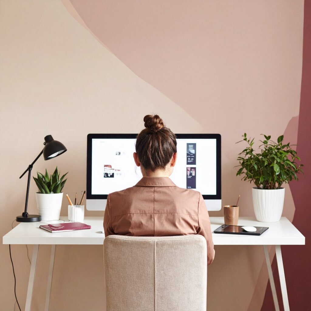 Firefly Scène épurée et lumineuse représentant un espace de travail créatif et haut de gamme. Une fe (11)